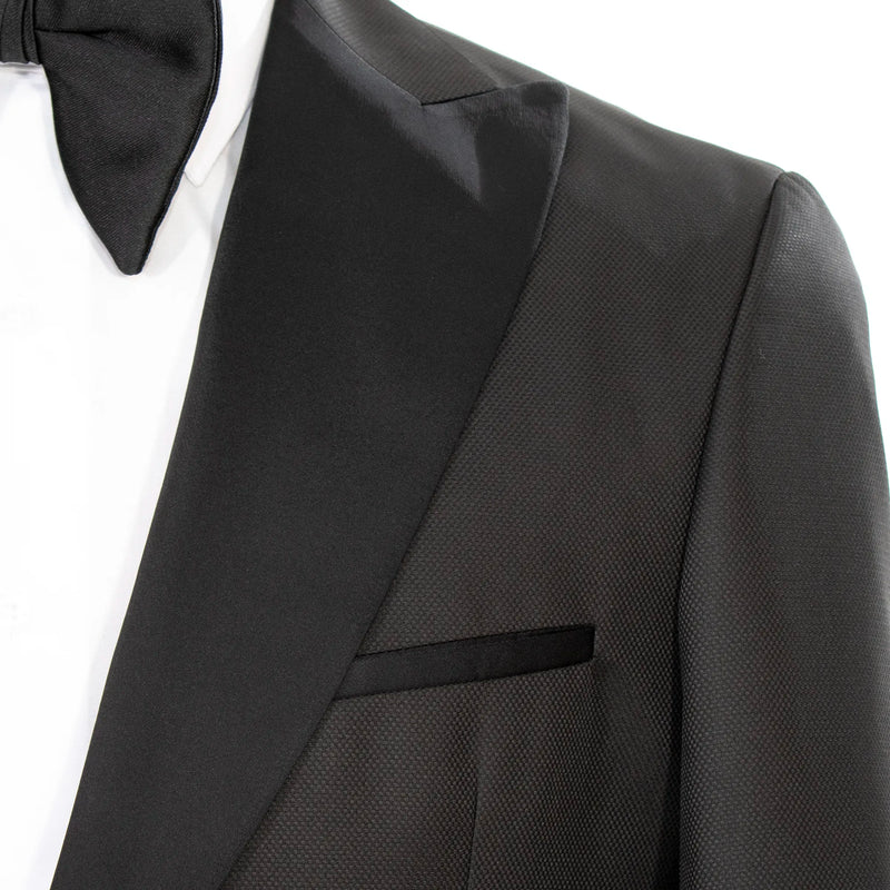 Black Birdseye 3-Piece Tailored-Fit Tuxedo