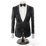 Black Jacquard With Gold Details 2-Piece Slim-Fit Tuxedo