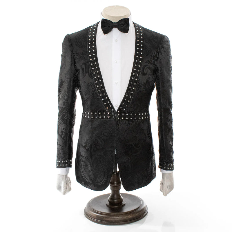 Black Jacquard With Gold Details 2-Piece Slim-Fit Tuxedo