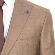 Brown 3-Piece Tailored-Fit Twill Suit