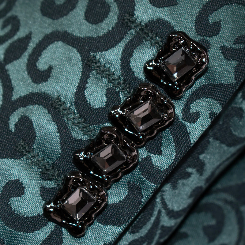 Jade Filigree 3-Piece Slim-Fit Tuxedo with Banded Collar