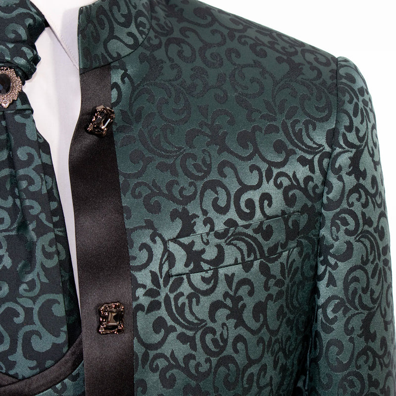 Jade Filigree 3-Piece Slim-Fit Tuxedo with Banded Collar