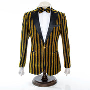 Men's Black And Gold Pinstripe Tuxedo