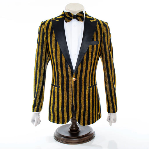 Men's Black And Gold Pinstripe Tuxedo