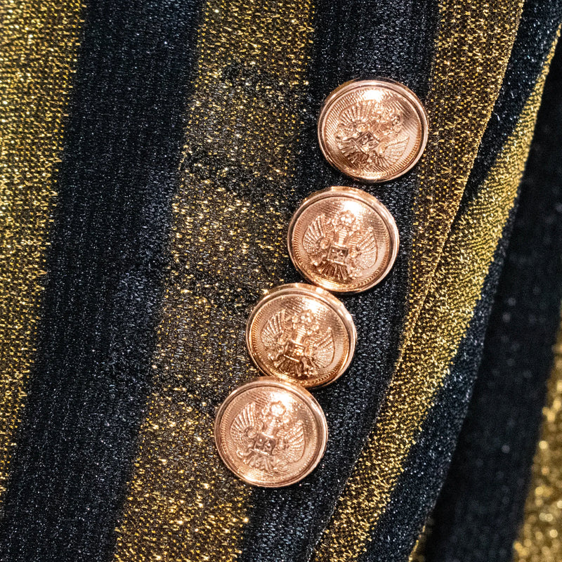 Men's Black And Gold Pinstripe Tuxedo