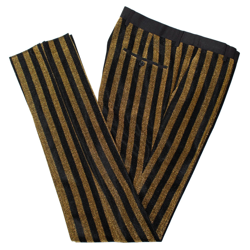 Men's Black And Gold Pinstripe Tuxedo