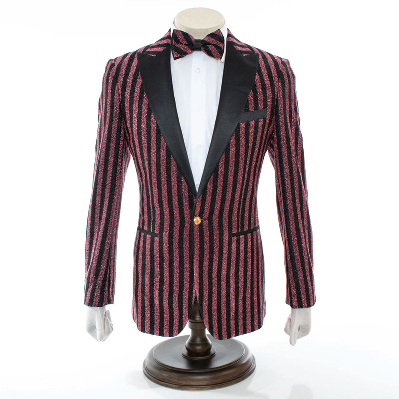 Men's Black And Rose Gold Pinstripe Tuxedo