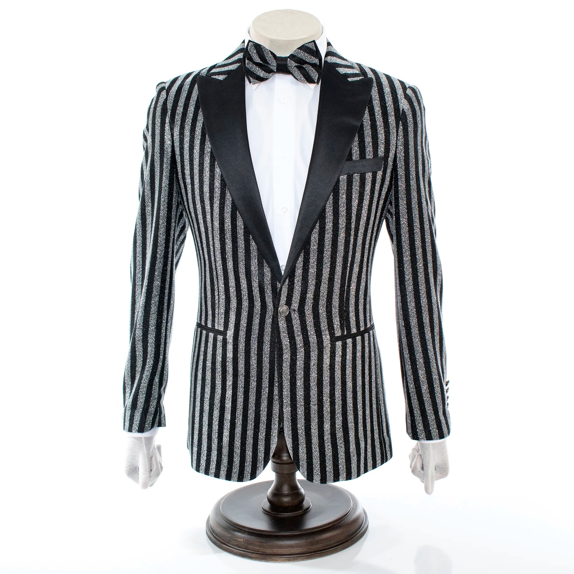 Men's Black And Silver Pinstripe Tuxedo