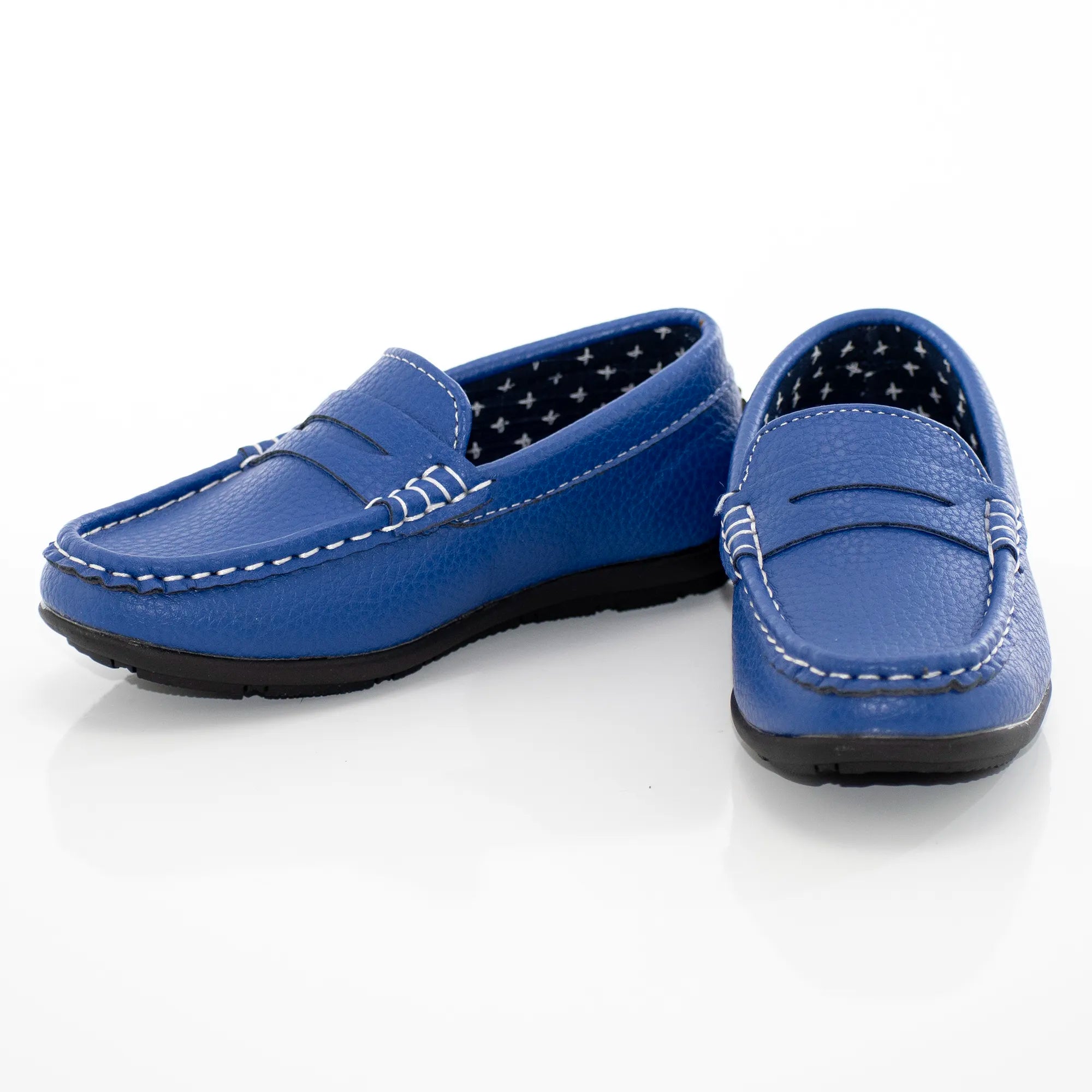 Blue Leather Kids' Penny Loafer Driver K7 / Blue