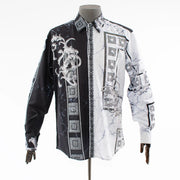 Men's White And Black Rhinestone Dress Shirt