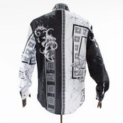 Men's White And Black Rhinestone Dress Shirt