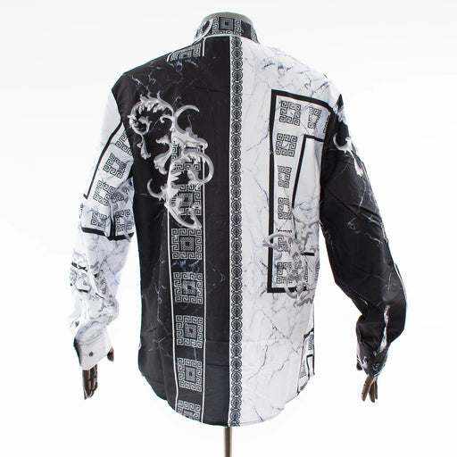 Men's White And Black Rhinestone Dress Shirt