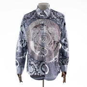 Men's Gray Lion Rhinestone Dress Shirt