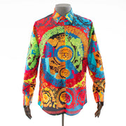 Men's Multicolor Lion Rhinestone Dress Shirt