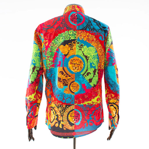 Men's Multicolor Lion Rhinestone Dress Shirt