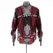 Men's Black And Gray Rhinestone Dress Shirt