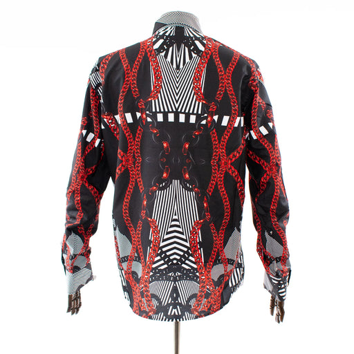 Men's Black And Gray Rhinestone Dress Shirt