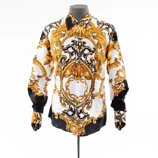 Men's Gold Baroque Rhinestone Dress Shirt