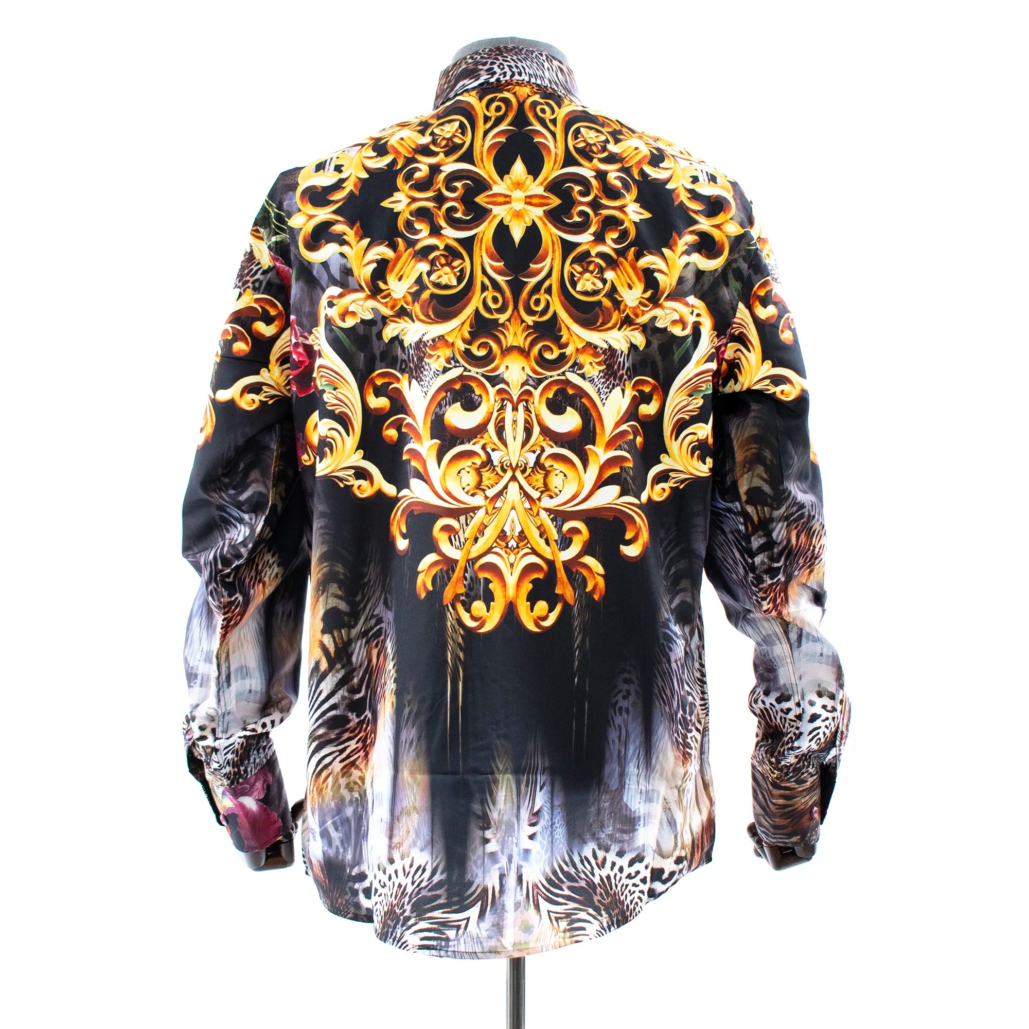 Gold Rococo Rhinestone Safari Dress Shirt