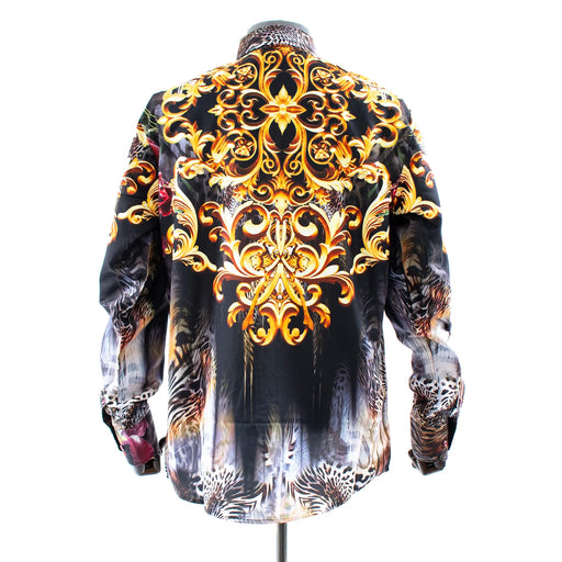Gold Rococo Rhinestone Safari Dress Shirt