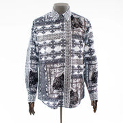 Men's Gray Leopard Rhinestone Dress Shirt
