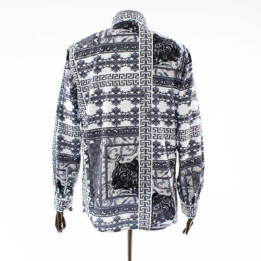 Men's Gray Leopard Rhinestone Dress Shirt