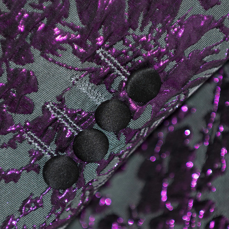 Dark Purple Metallic Floral Slim-Fit Dinner Jacket