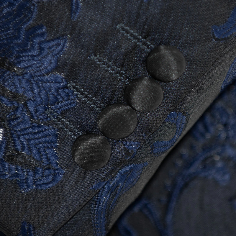 Black Embroidered Floral Modern-Fit Jacket