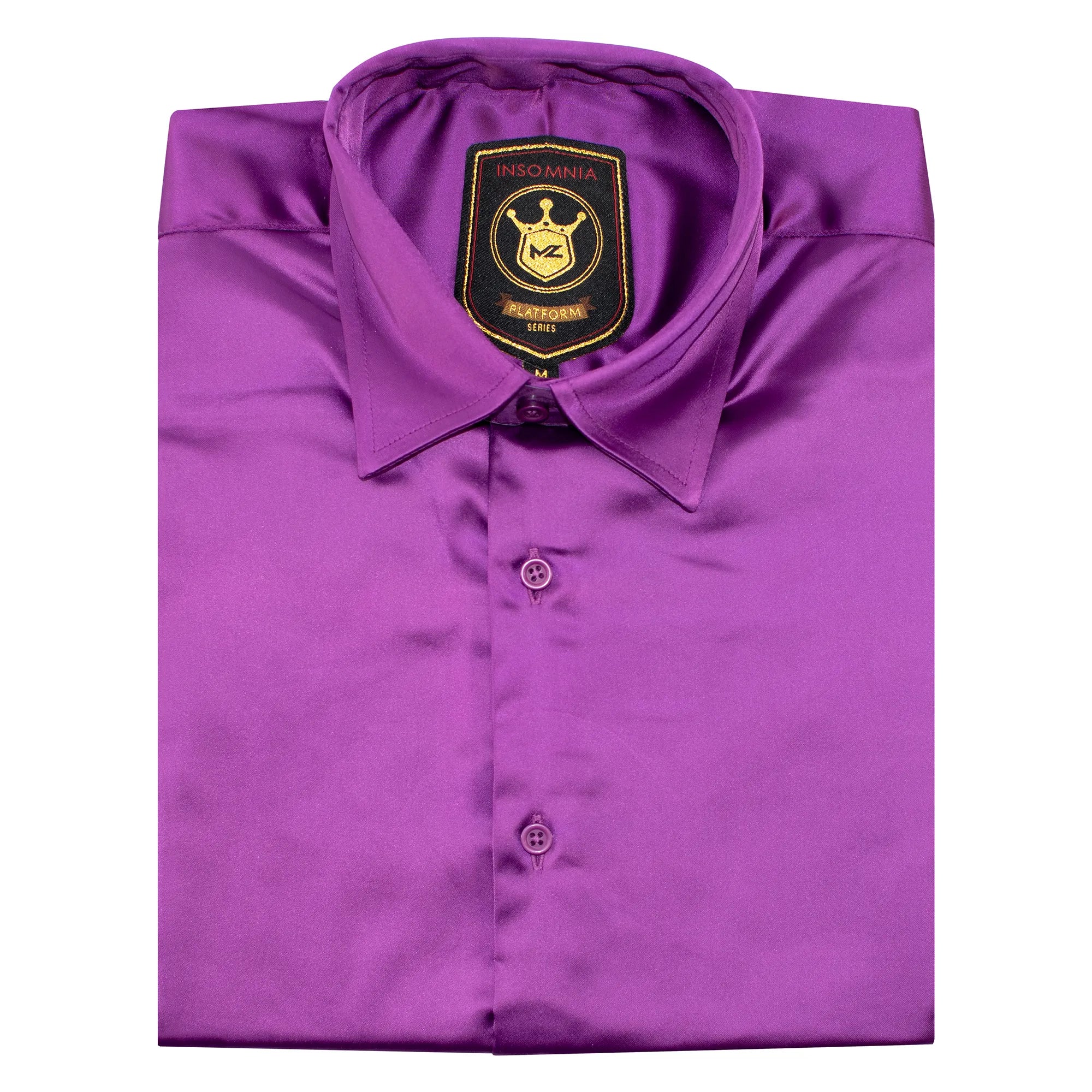 Purple Satin Regular-Fit Dress Shirt
