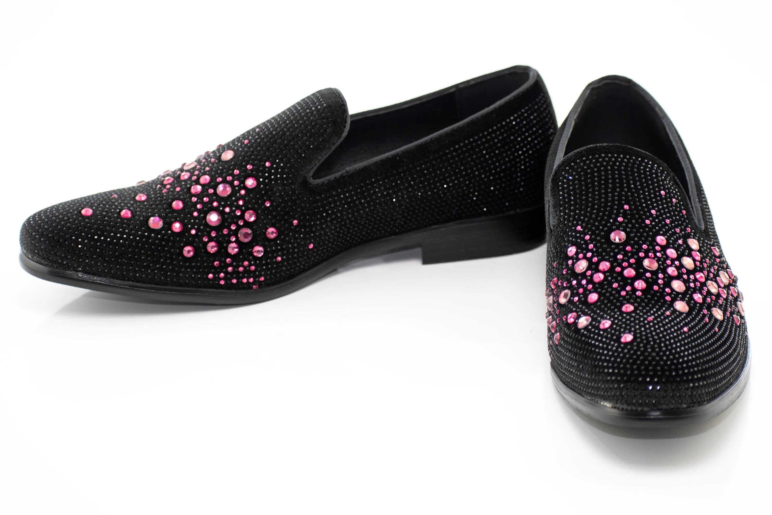Fushia Bejeweled Slip-On Smoking Loafer