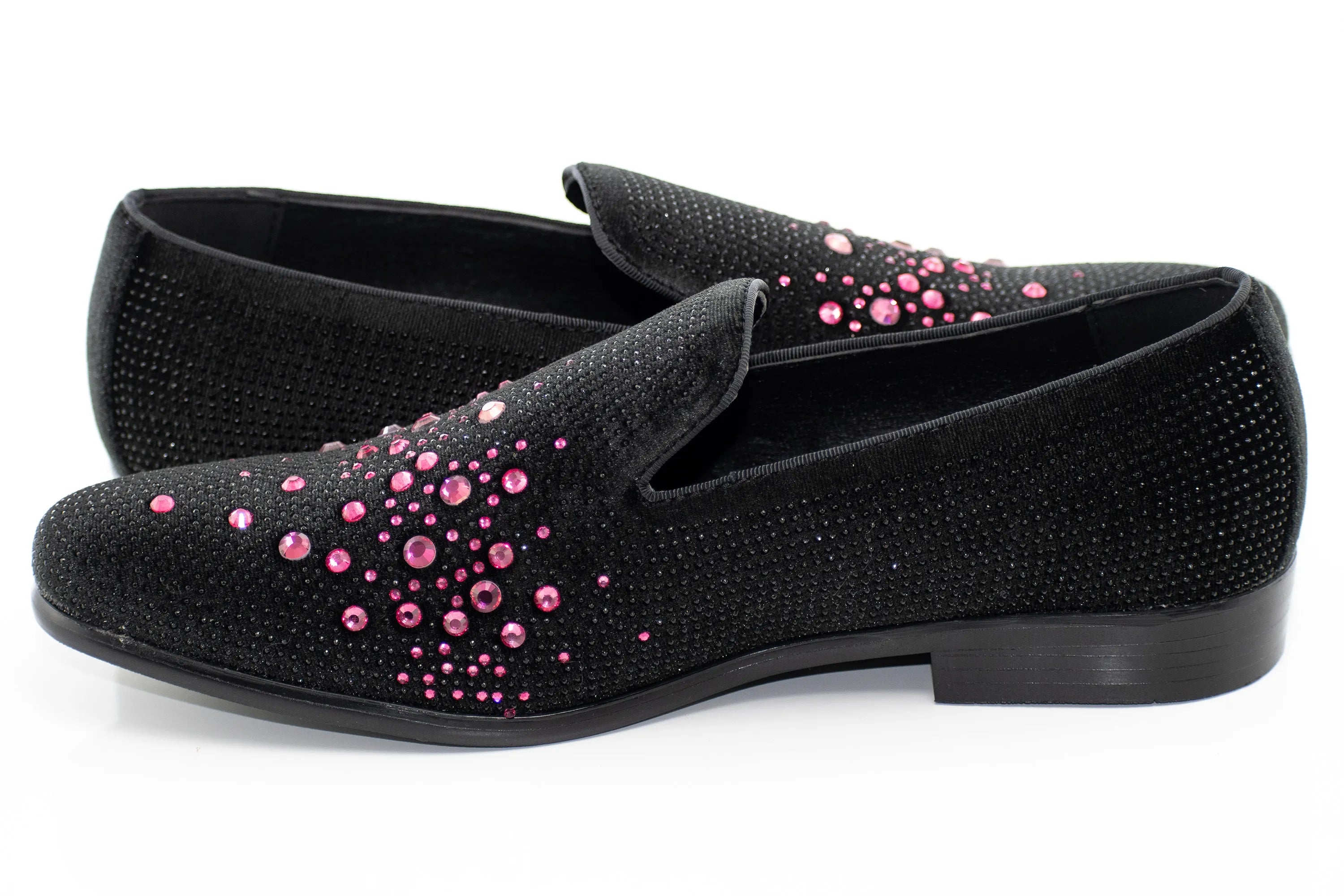 Fushia Bejeweled Slip-On Smoking Loafer