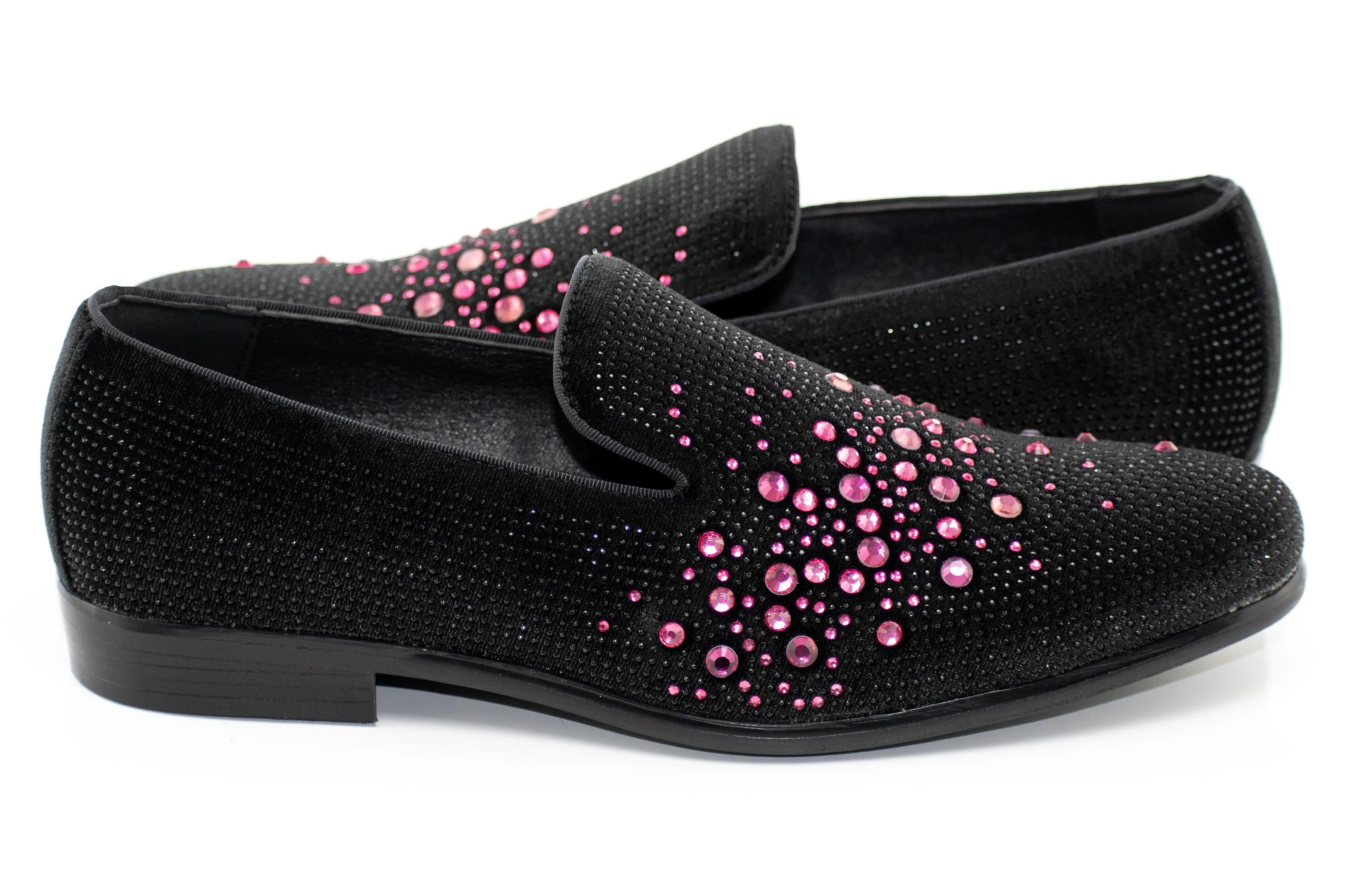 Fushia Bejeweled Slip-On Smoking Loafer
