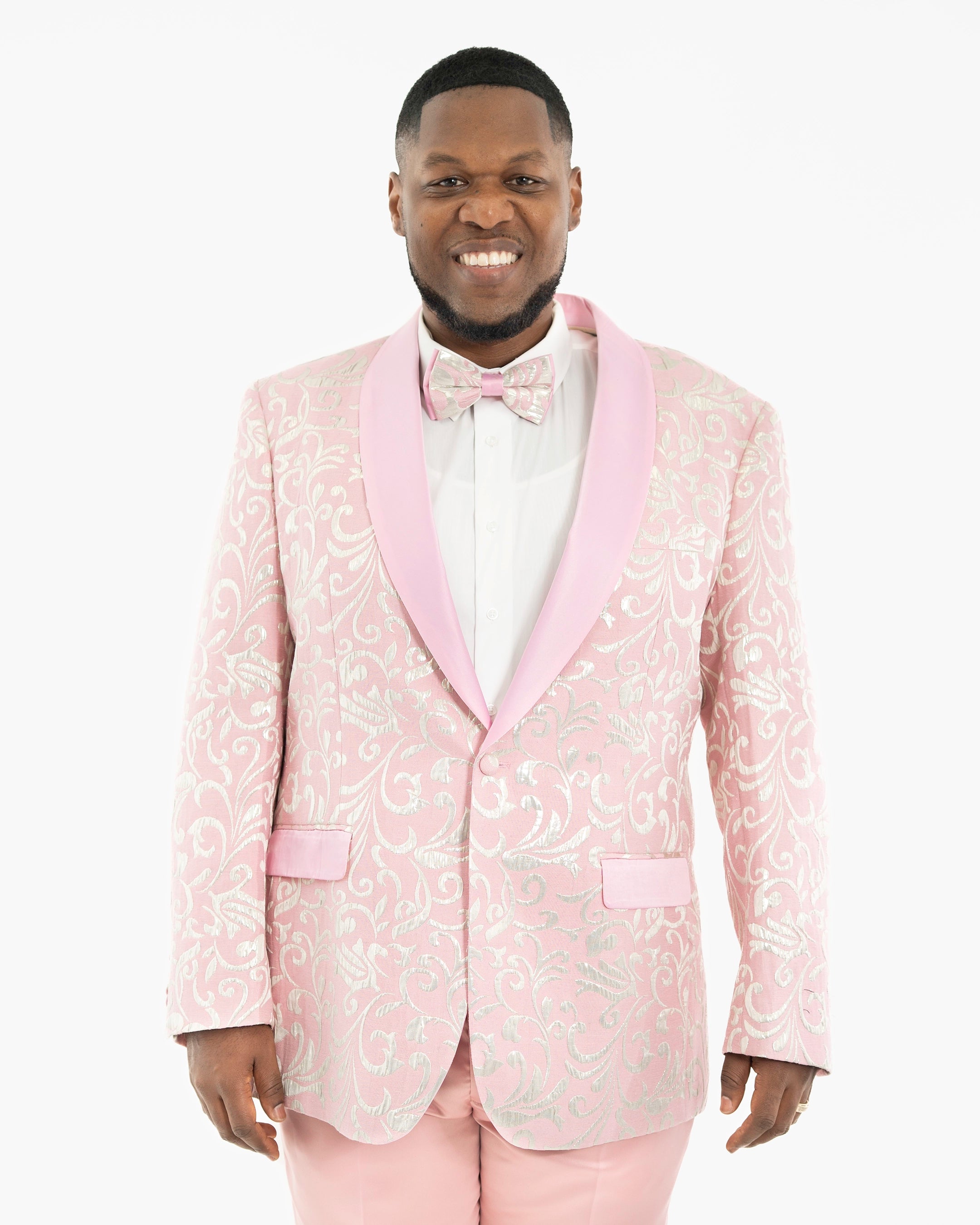 Pink Scroll Textured Slim-Fit Jacket