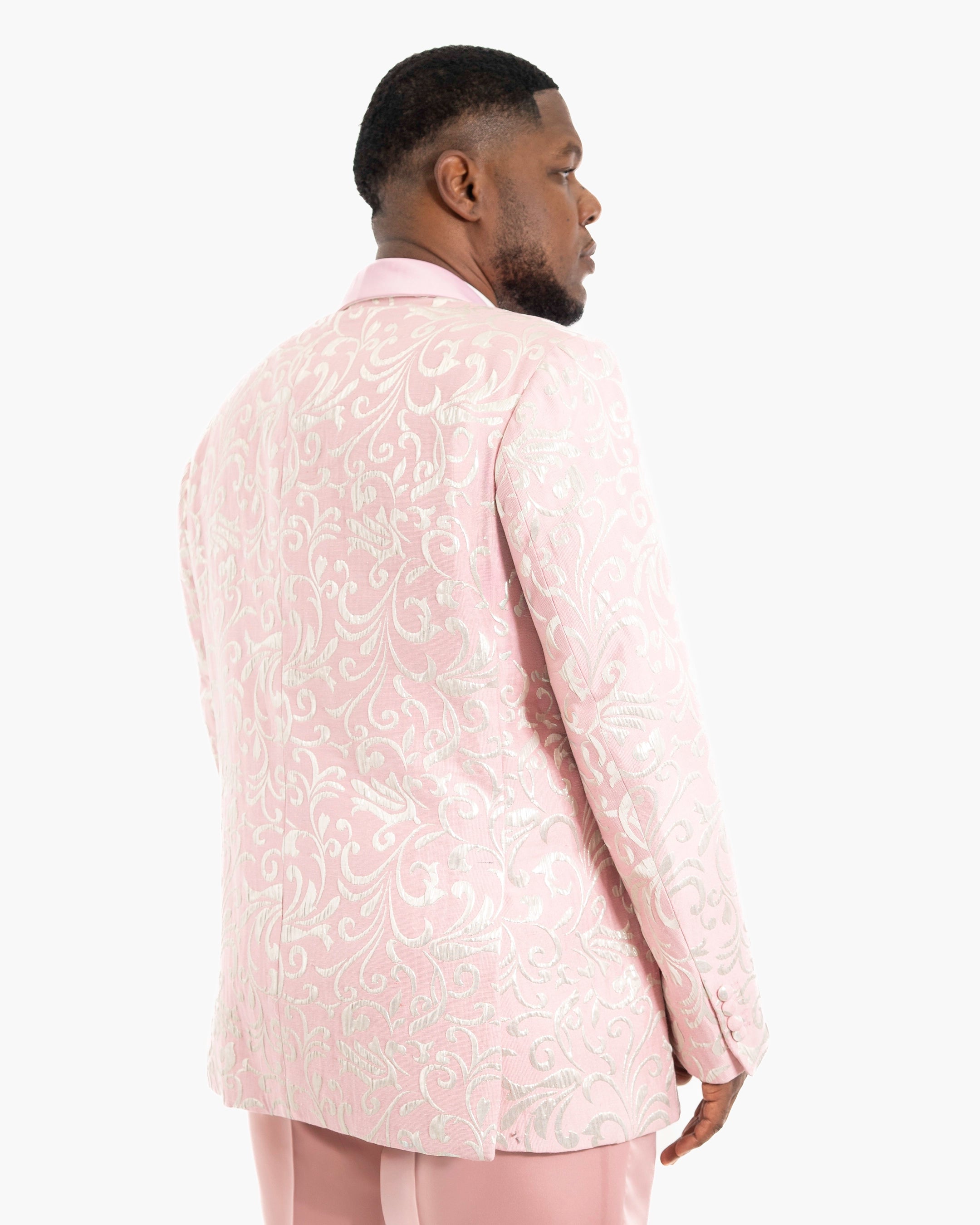 Pink Scroll Textured Slim-Fit Jacket