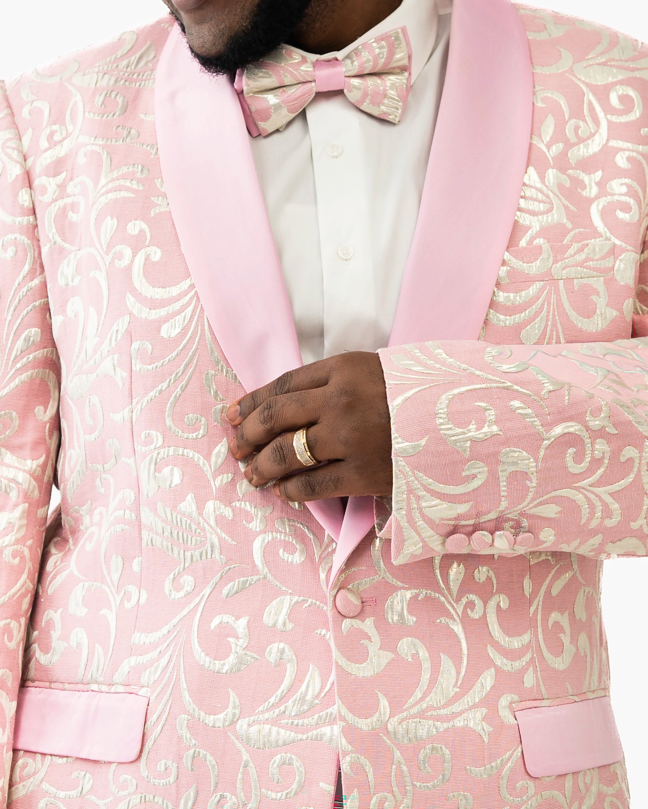 Pink Scroll Textured Slim-Fit Jacket