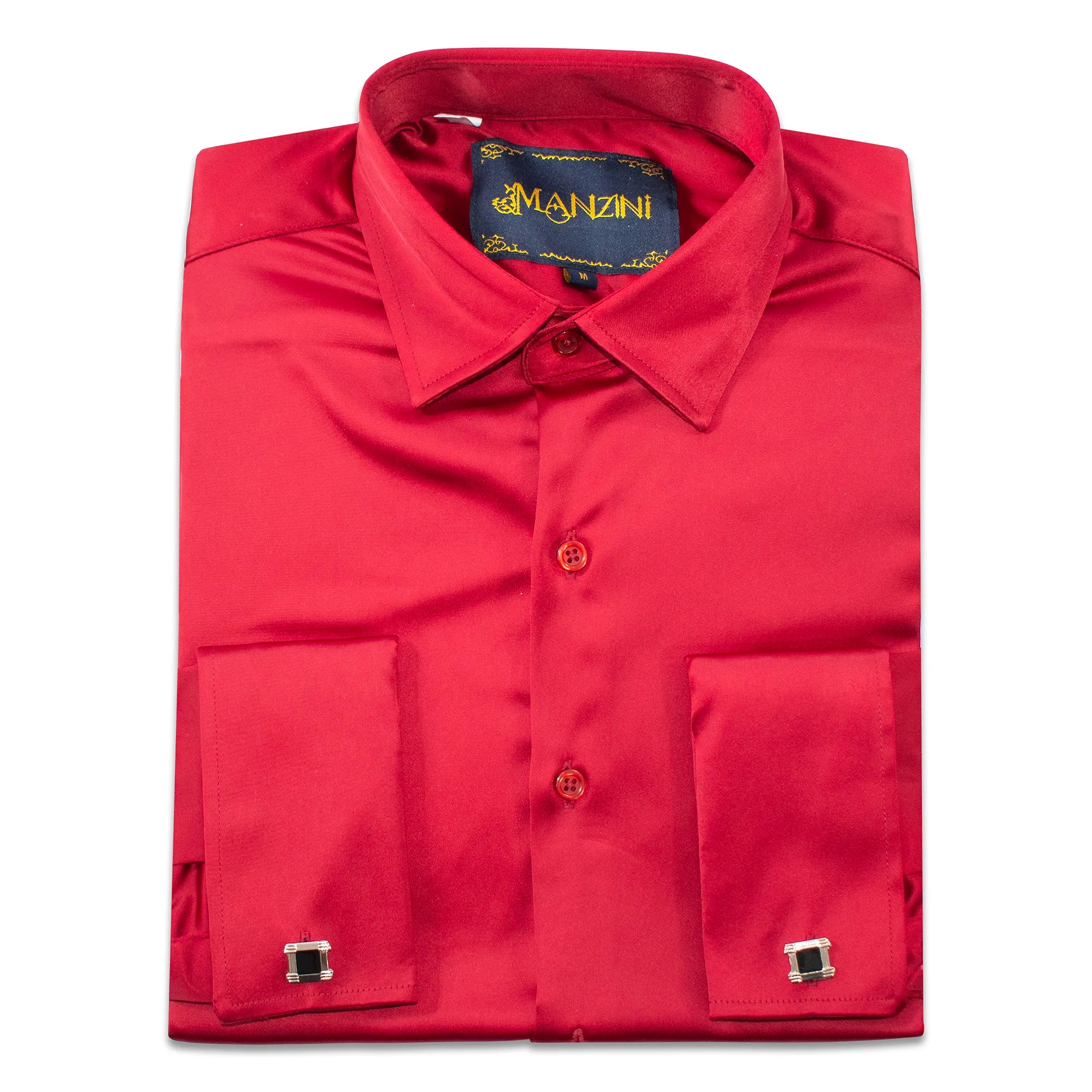 Men's Burgundy Regular-Fit Dress Shirt And Cufflinks