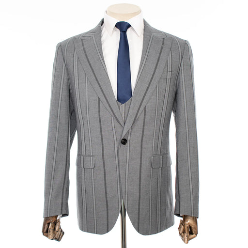 Dark Gray Multitrack Stripe 3-Piece Tailored-Fit Suit
