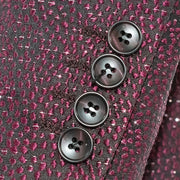 Men's Burgundy Glitter Slim-Fit Dinner Jacket With Satin Shawl Lapels