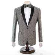 Men's Silver Glitter Slim-Fit Dinner Jacket With Satin Shawl Lapels
