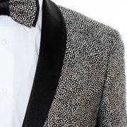 Men's Silver Glitter Slim-Fit Dinner Jacket With Satin Shawl Lapels
