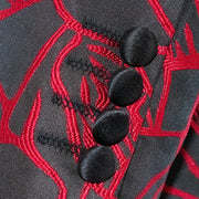 Men's Red And Black Slim-Fit Dinner Jacket With Satin Shawl Lapels