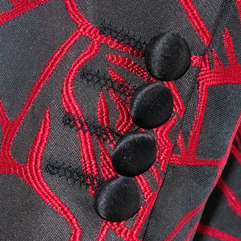 Men's Red And Black Slim-Fit Dinner Jacket With Satin Shawl Lapels