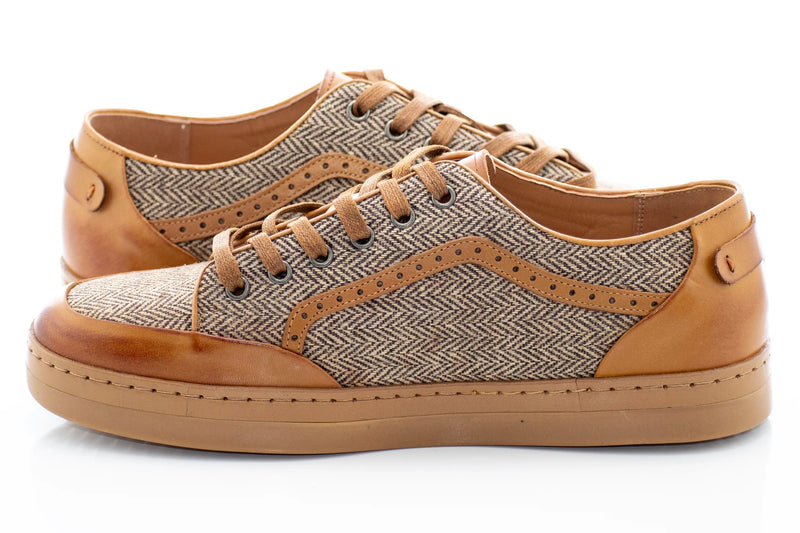 Men's Tan Herringbone Dress Sneaker