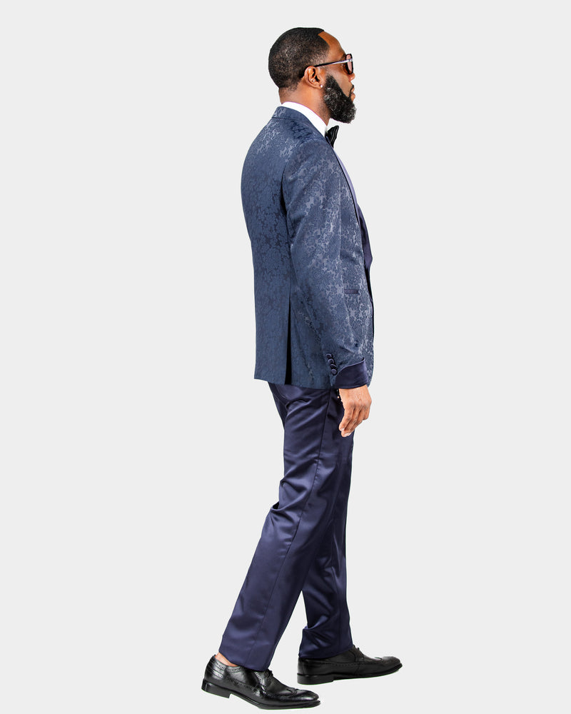 Julius | Navy Floral 3-Piece Tailored-Fit Tuxedo