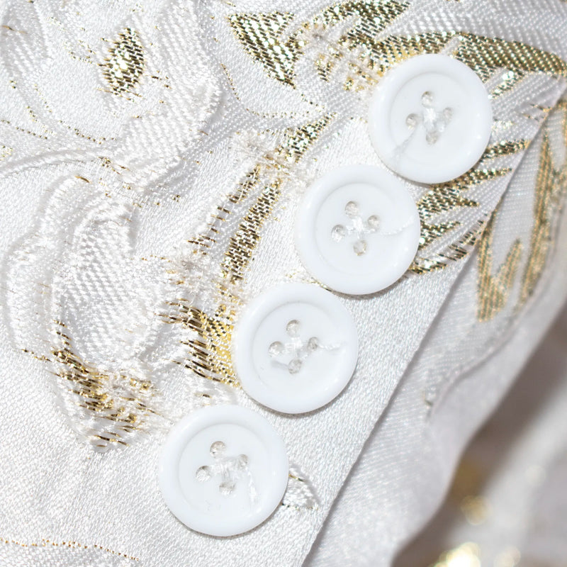 Ivory and Gold Tailored-Fit Tuxedo Jacket