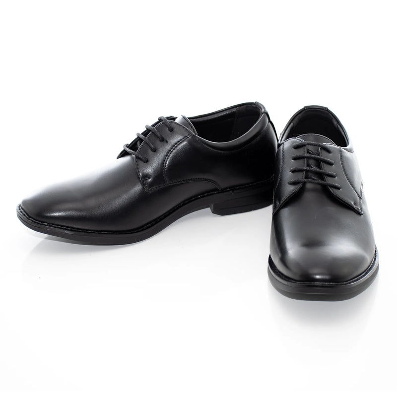 Black Leather Kids Derby