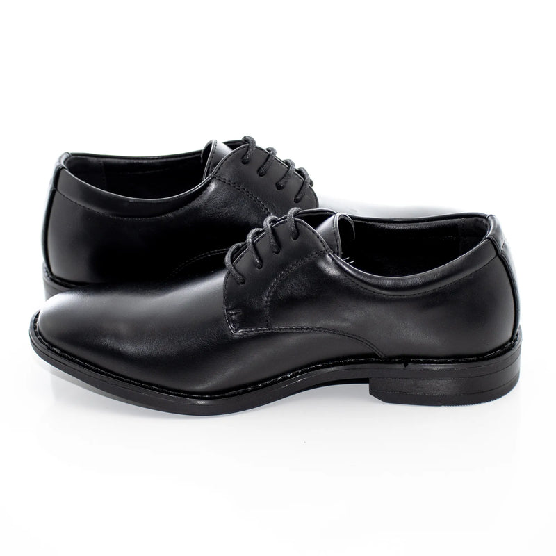 Black Leather Kids Derby