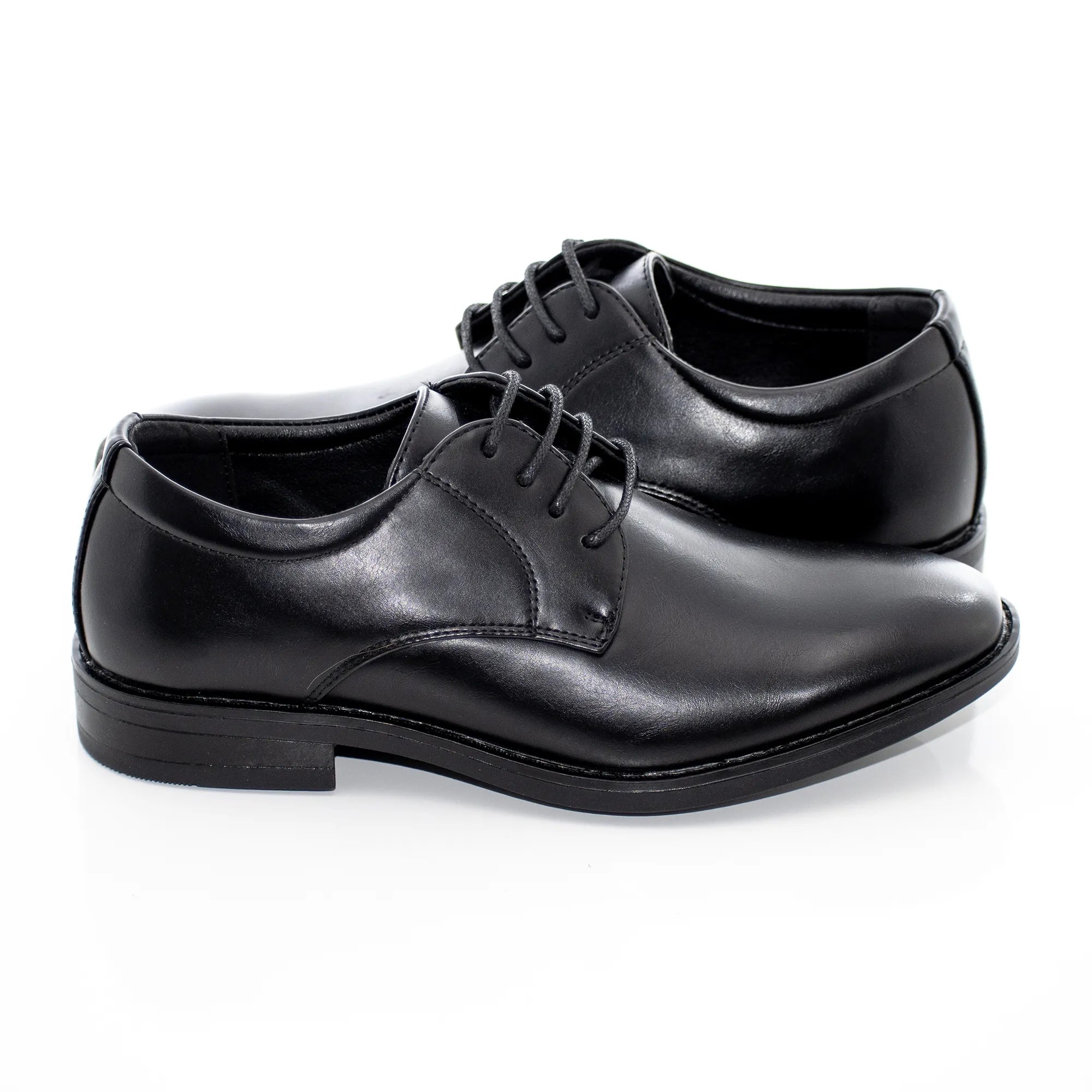 Black Leather Kids Derby