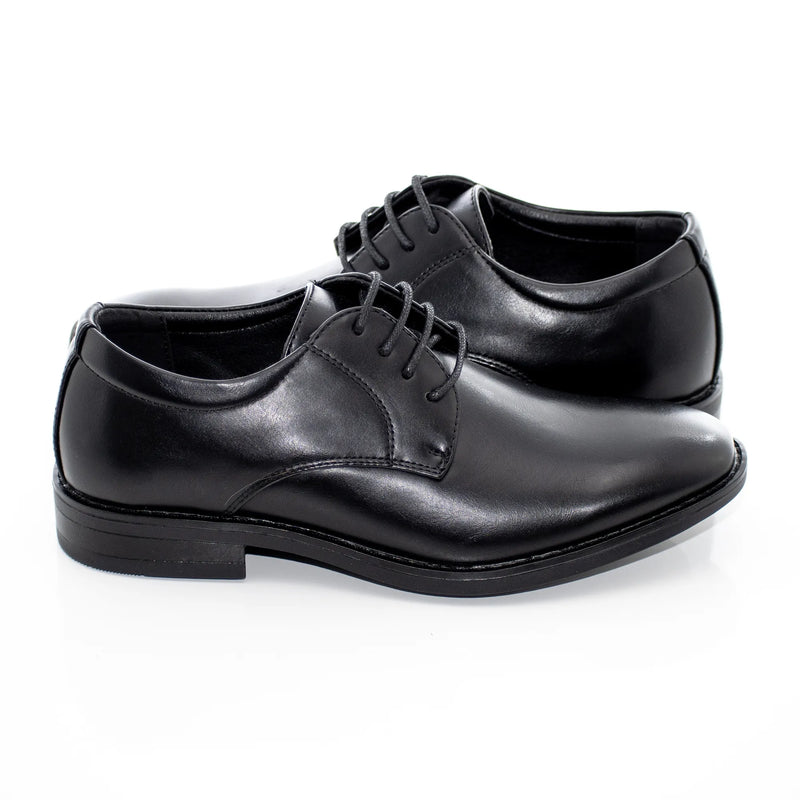 Black Leather Kids Derby