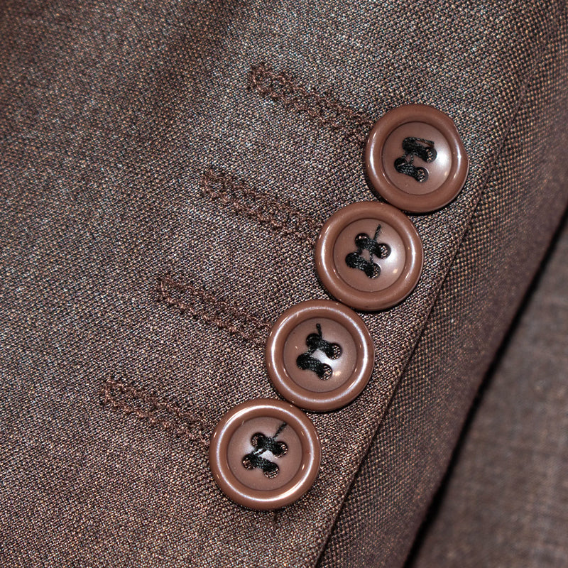 Brown Twill 3-Piece Tailored-Fit Suit